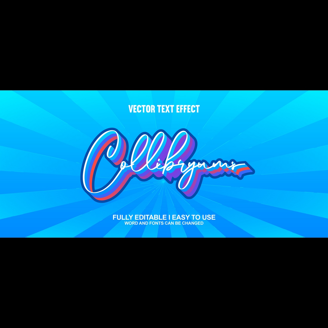 Fully Editable Vector 3D Text Effect preview image.