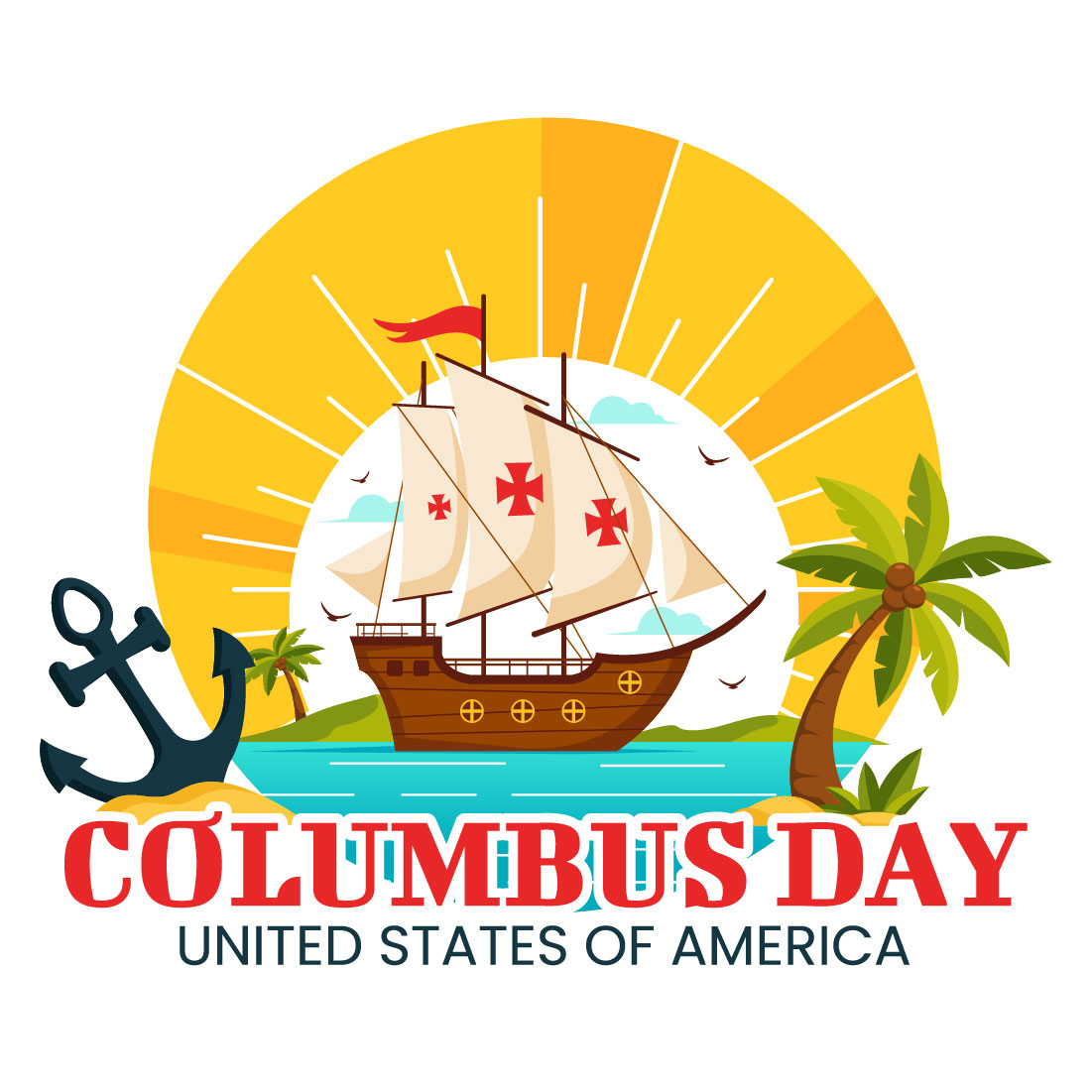 13 Happy Columbus USA Day Illustration preview image.