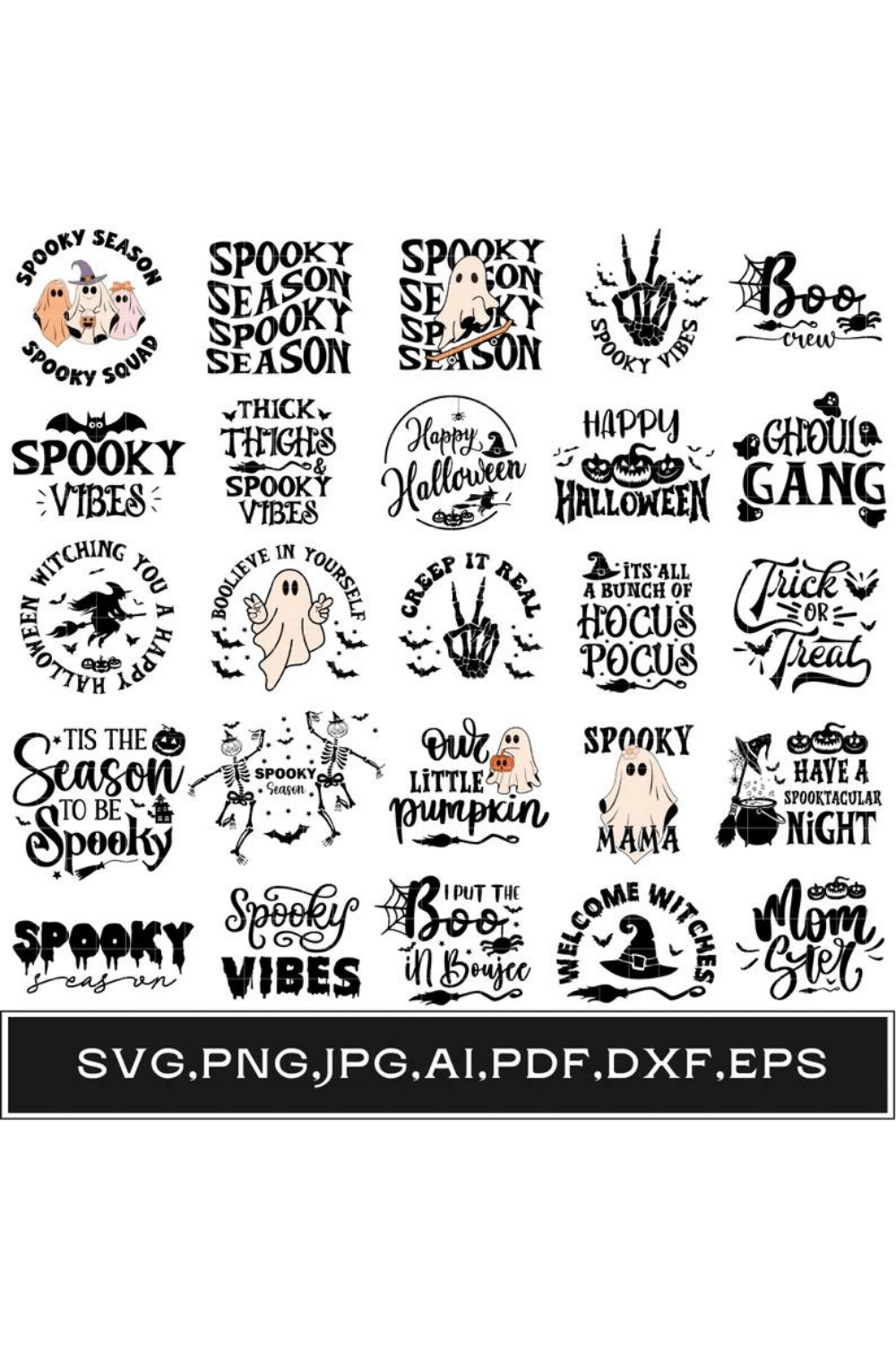 Halloween svg png bundle pinterest preview image.