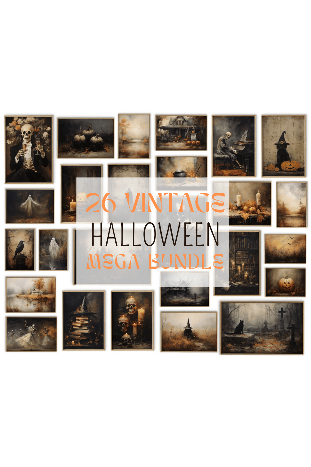 26 vintage halloween mega bundle pinterest preview image.