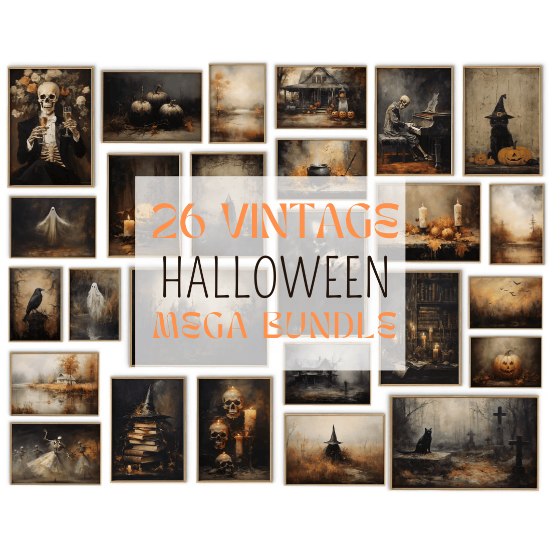 26 vintage halloween mega bundle cover image.