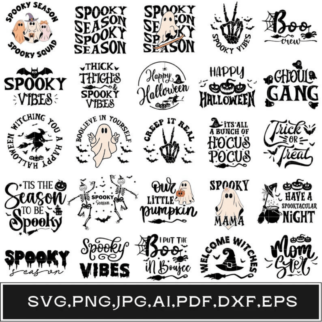 Halloween svg png bundle cover image.