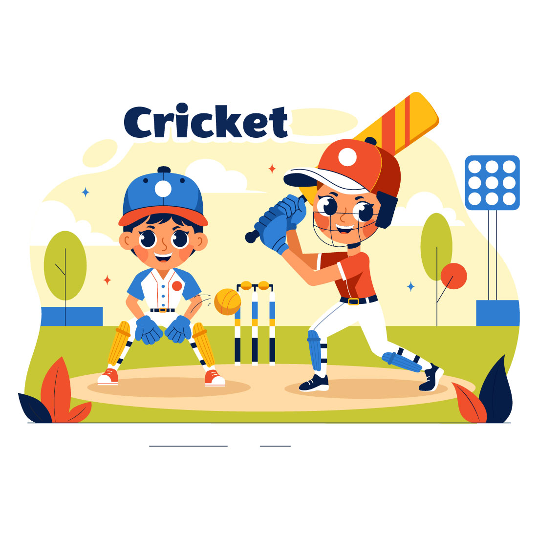 9 Cricket Player Illustration cover image.