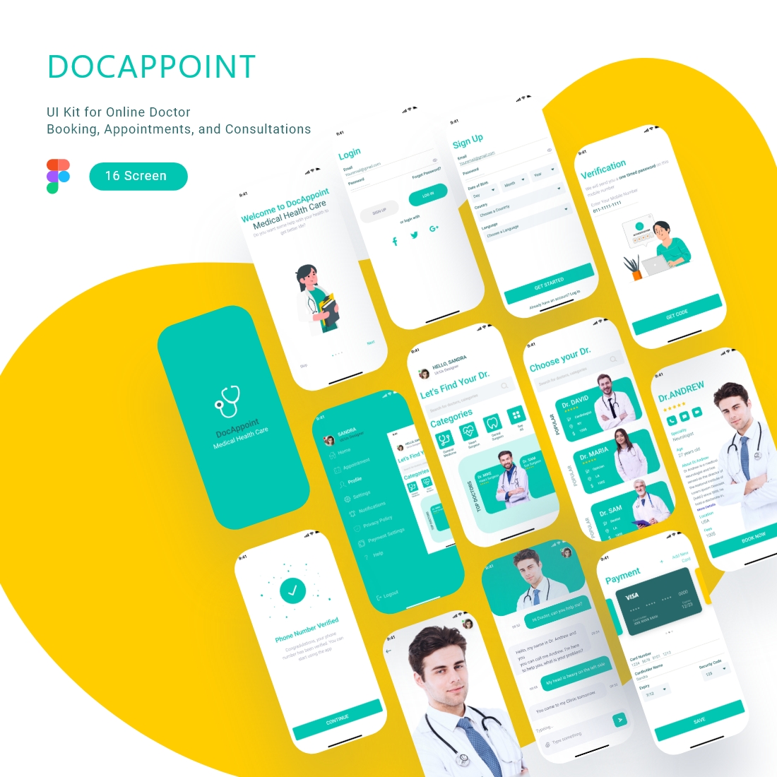 DOCAPPOINT a UI Kit for Online Doctor Booking, Appointments, and Consultations cover image.