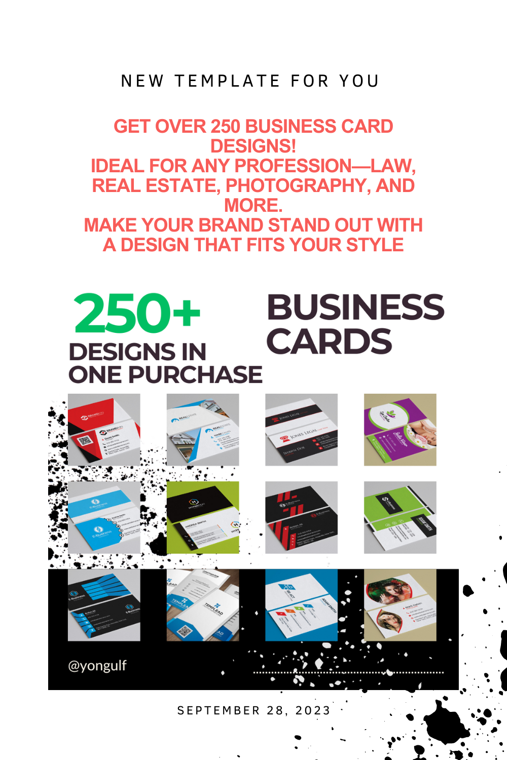 Business Cards 250+ Designs FREE Templates (Photoshop) pinterest preview image.