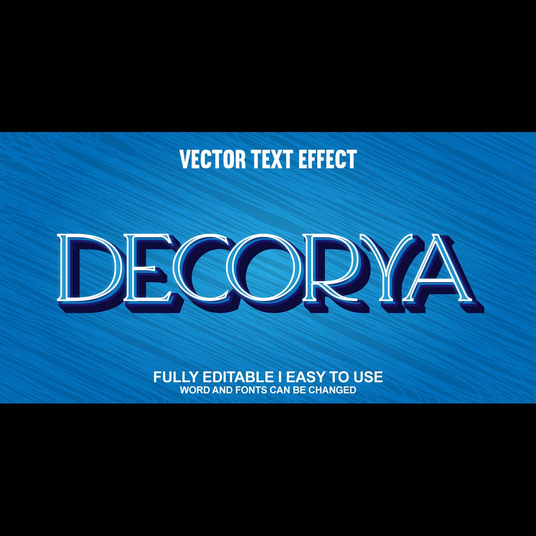 Fully Editable Vector 3D Text Effect preview image.