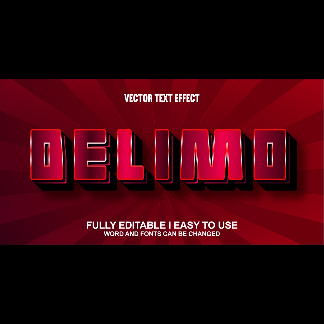 Fully Editable Vector 3D Text Effect cover image.