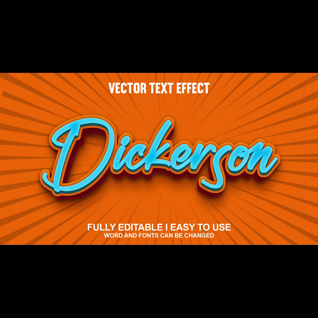 Fully Editable Vector 3D Text Effect cover image.