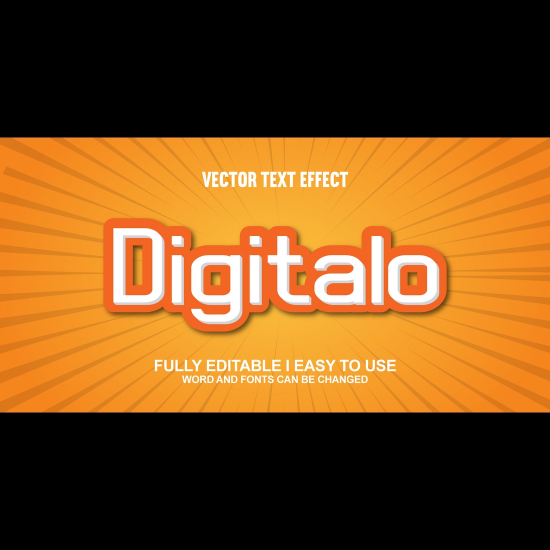 Fully Editable Vector 3D Text Effect preview image.