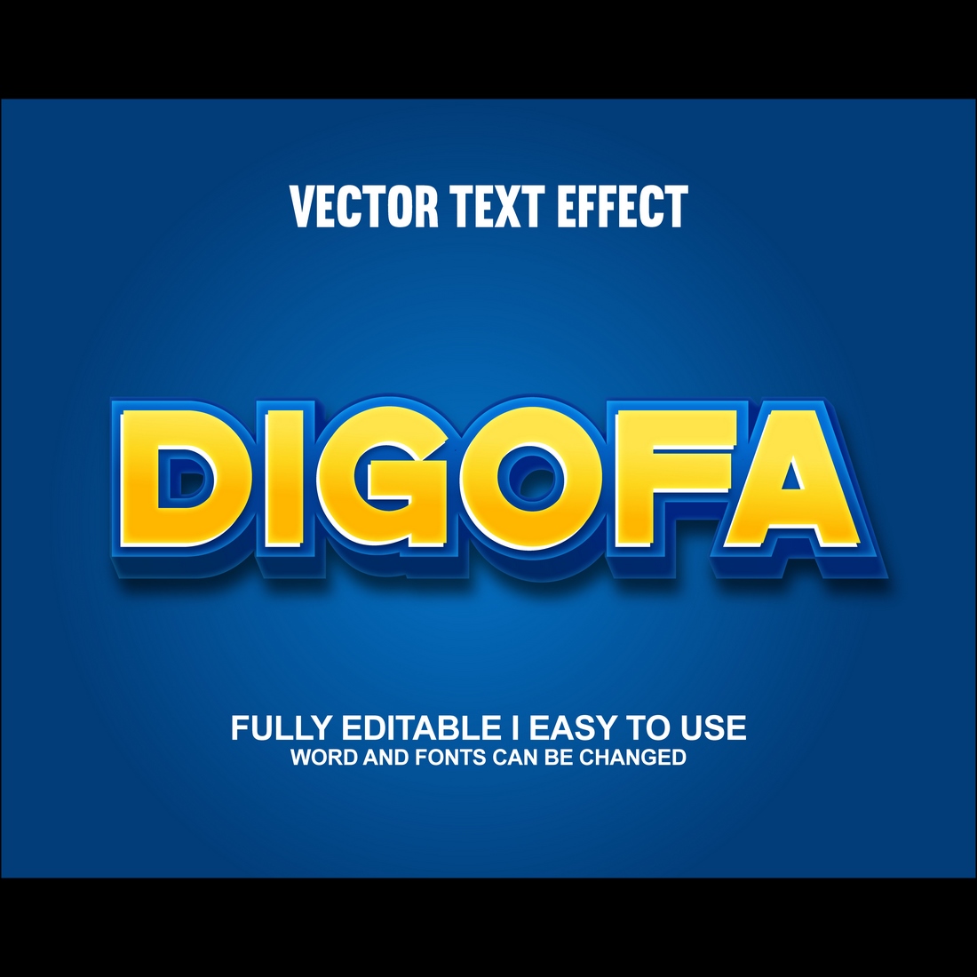 Fully Editable Vector 3D Text Effect preview image.