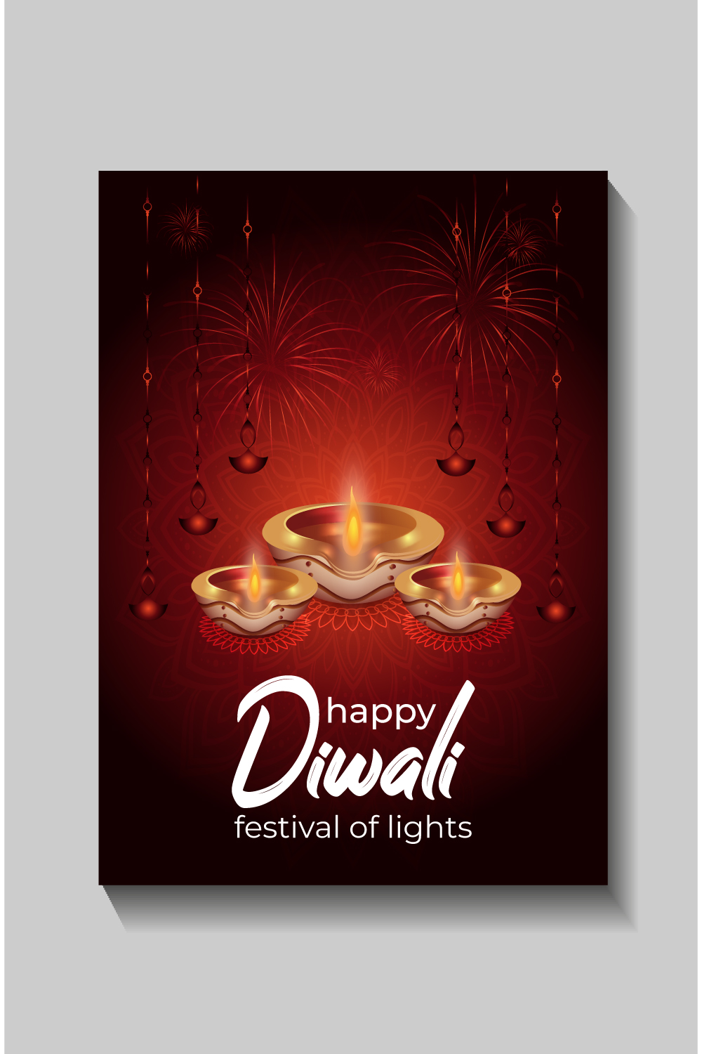 Happy Diwali festival of lights colorful banner template design pinterest preview image.