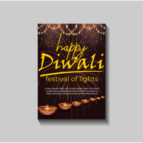 Happy Diwali festival of lights colorful banner template design cover image.