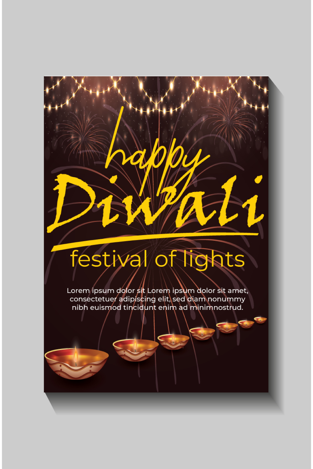 Happy Diwali festival of lights colorful banner template design pinterest preview image.