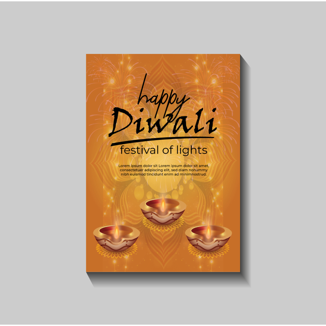 Happy Diwali festival of lights colorful banner template design preview image.