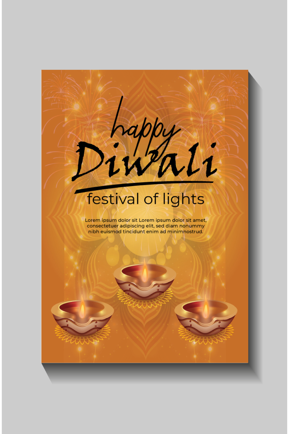 Happy Diwali festival of lights colorful banner template design pinterest preview image.