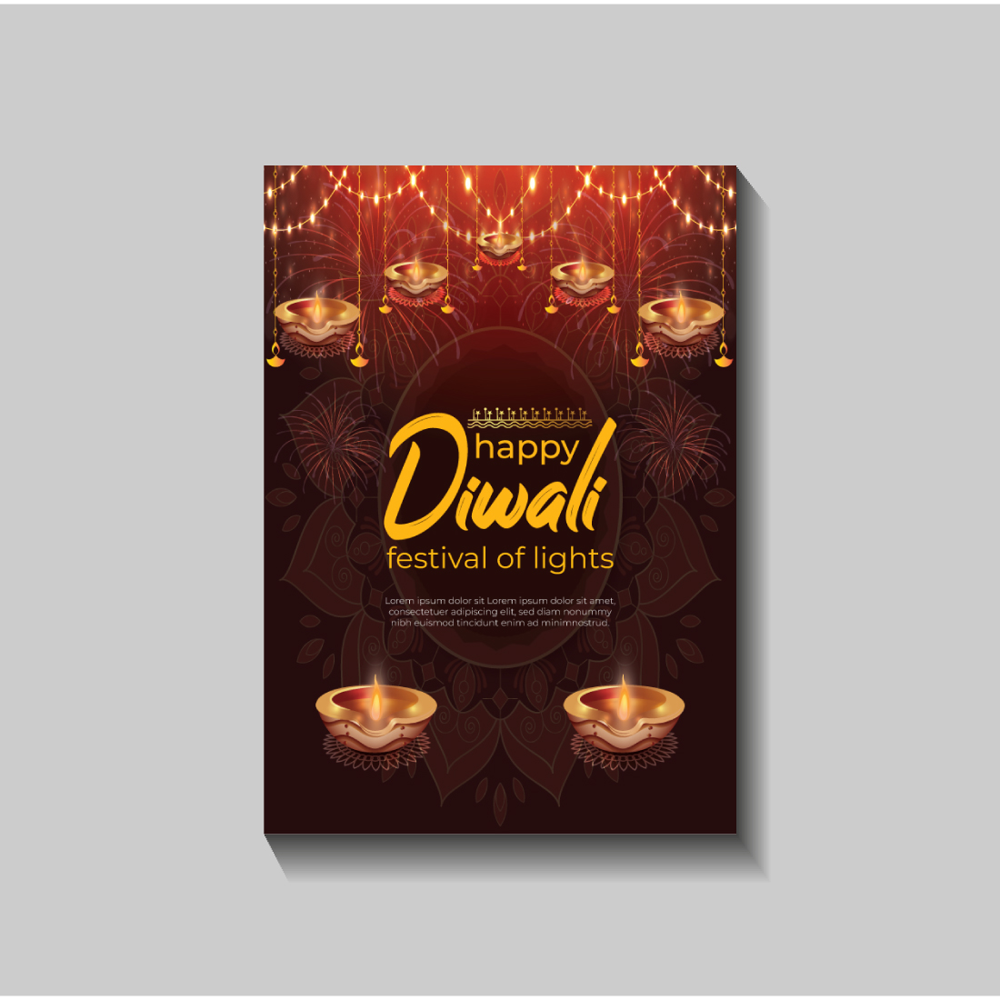 Happy Diwali festival of lights colorful banner template design cover image.