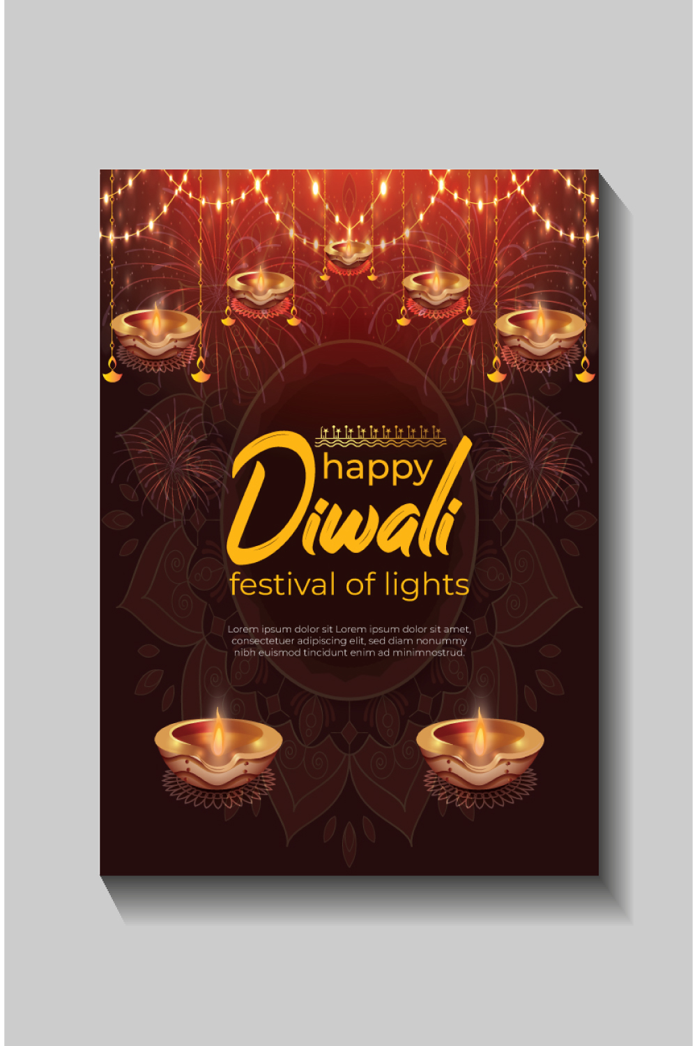 Happy Diwali festival of lights colorful banner template design pinterest preview image.