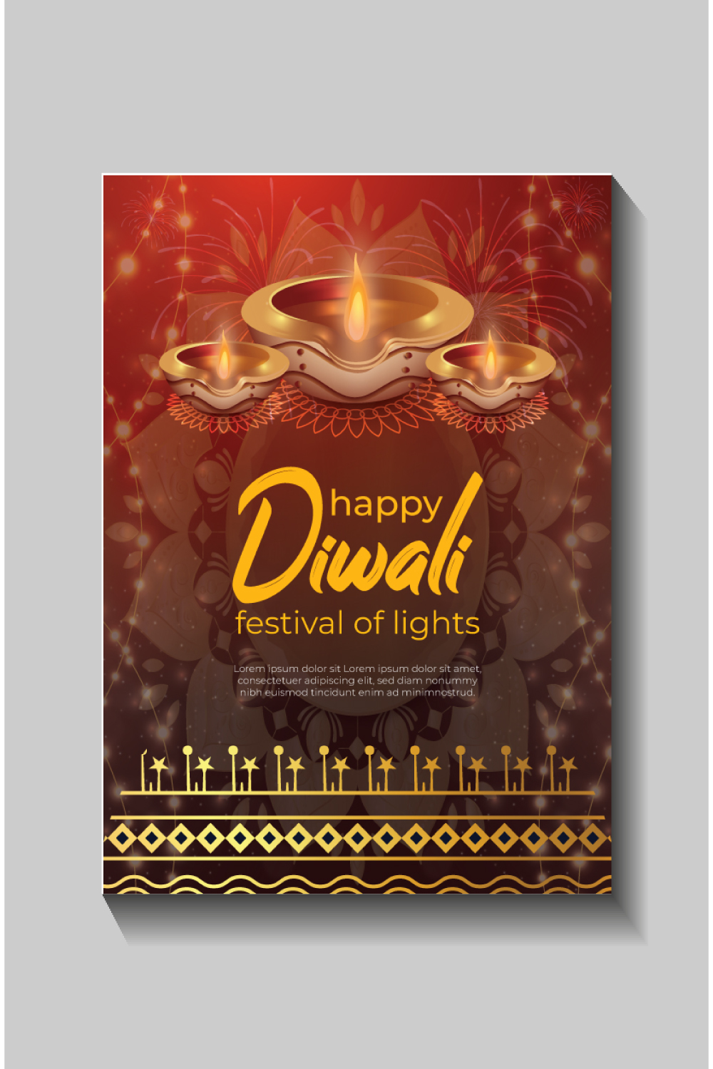 Happy Diwali festival of lights colorful banner template design pinterest preview image.