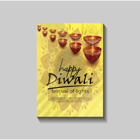 Happy Diwali festival of lights colorful banner template design cover image.