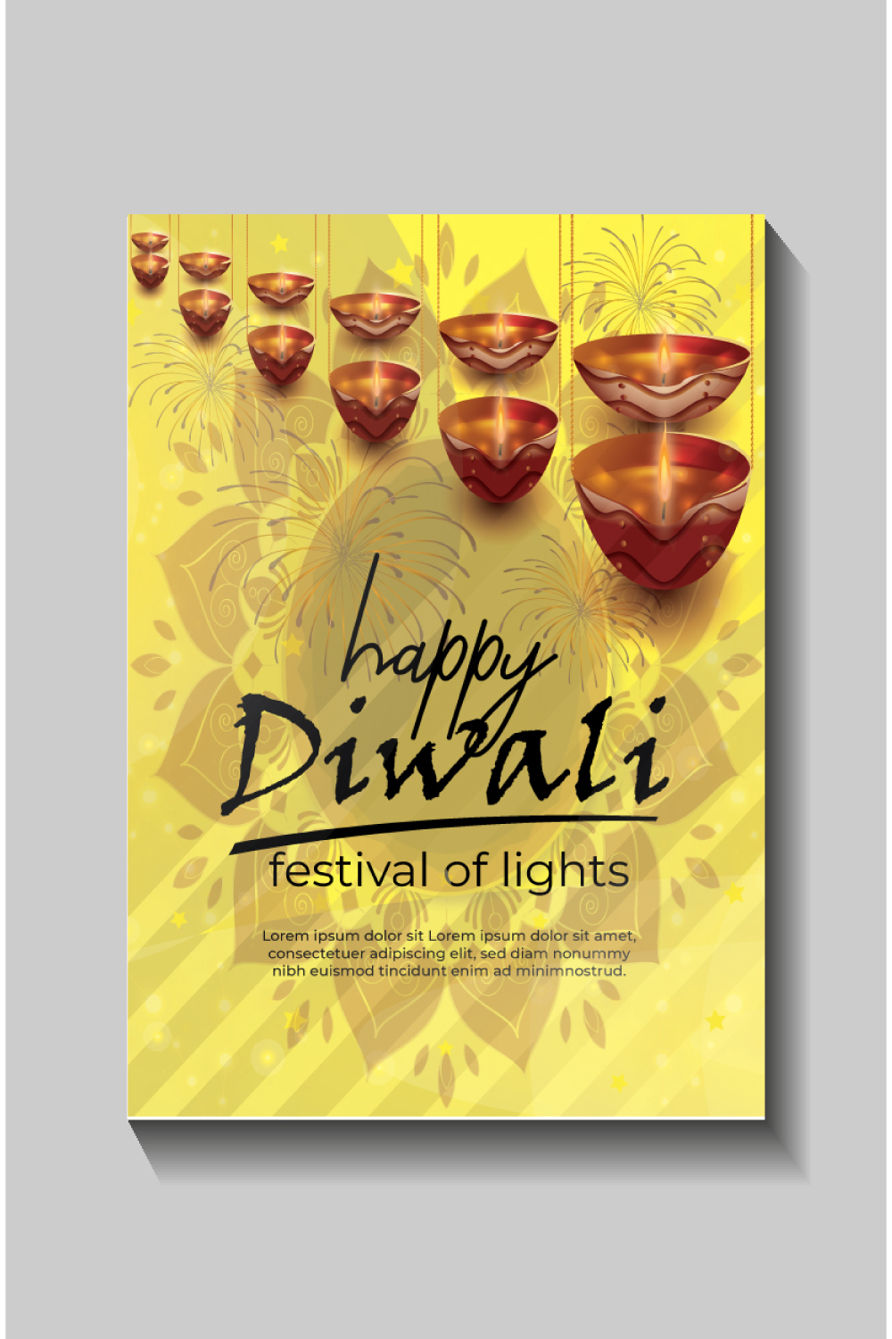 Happy Diwali festival of lights colorful banner template design pinterest preview image.