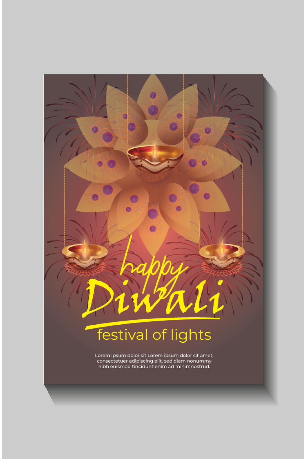 Happy Diwali festival of lights colorful banner template design pinterest preview image.