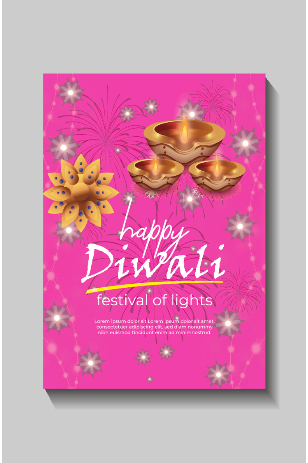 Happy Diwali festival of lights colorful banner template design pinterest preview image.