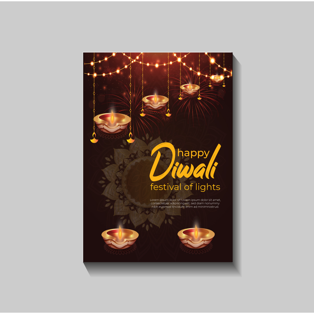 Happy Diwali festival of lights colorful banner template design preview image.