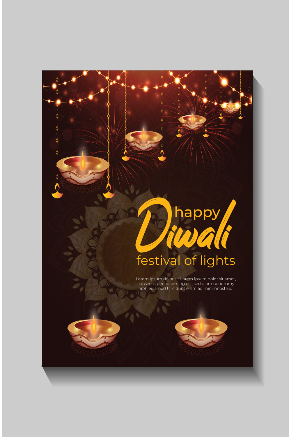 Happy Diwali festival of lights colorful banner template design pinterest preview image.