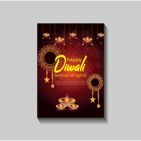 Happy Diwali festival of lights colorful banner template design cover image.