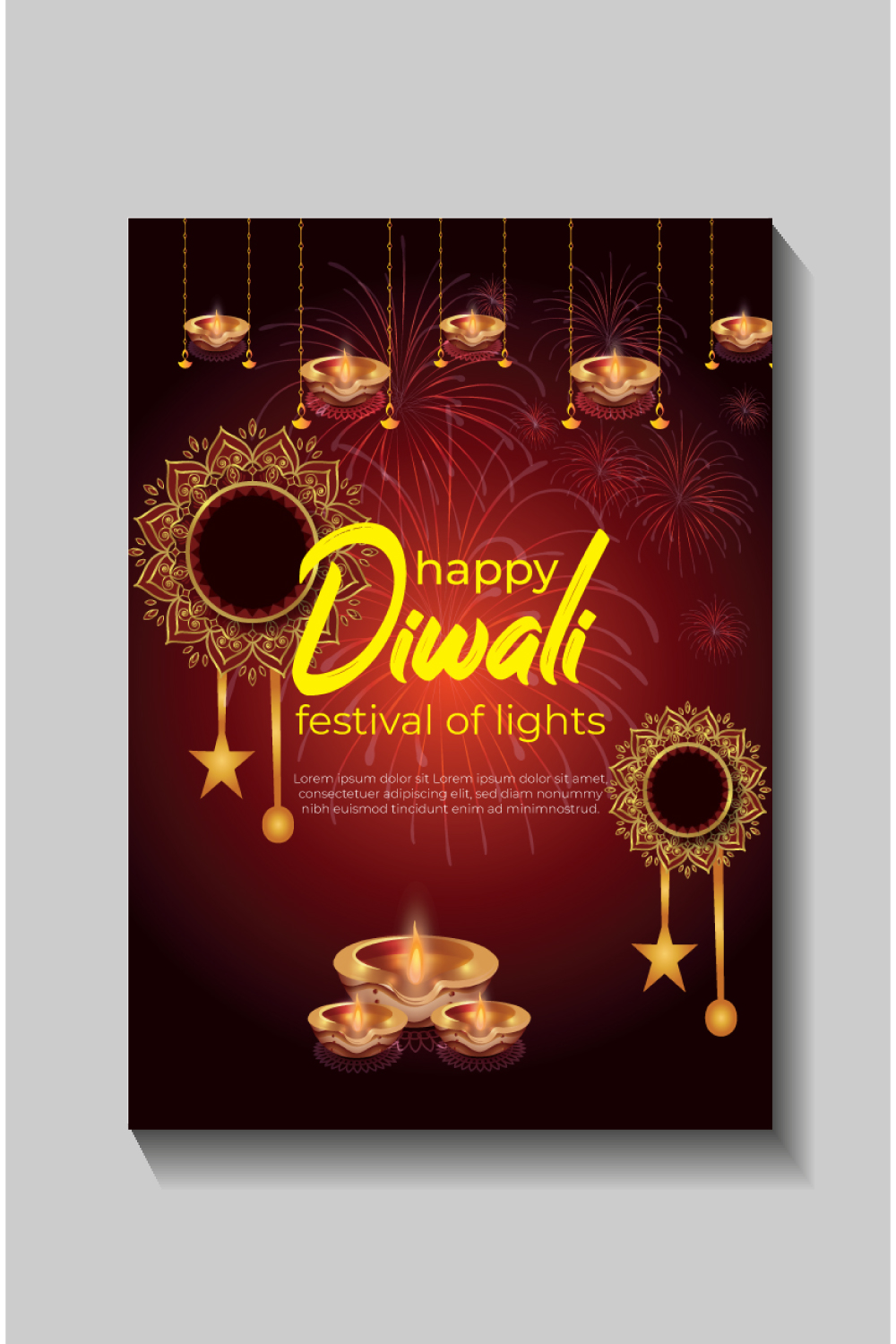 Happy Diwali festival of lights colorful banner template design pinterest preview image.