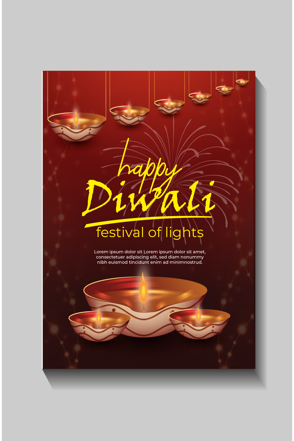 Happy Diwali festival of lights colorful banner template design pinterest preview image.