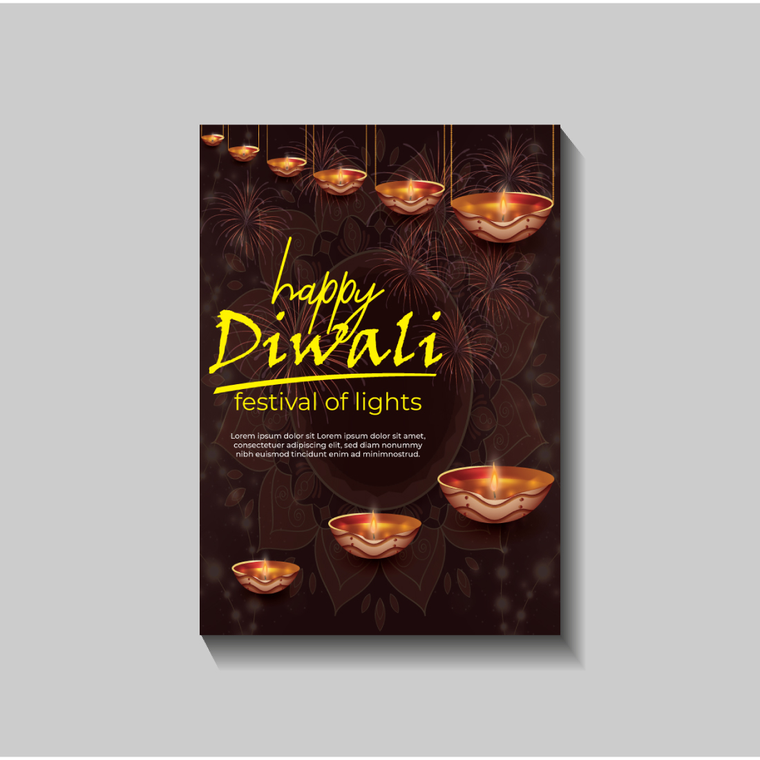 Happy Diwali festival of lights colorful banner template design preview image.