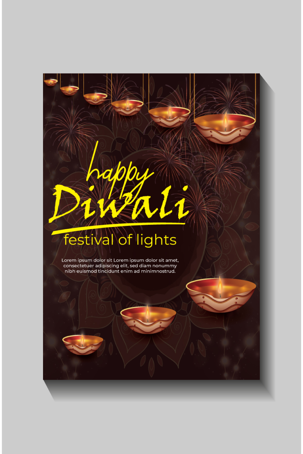 Happy Diwali festival of lights colorful banner template design pinterest preview image.