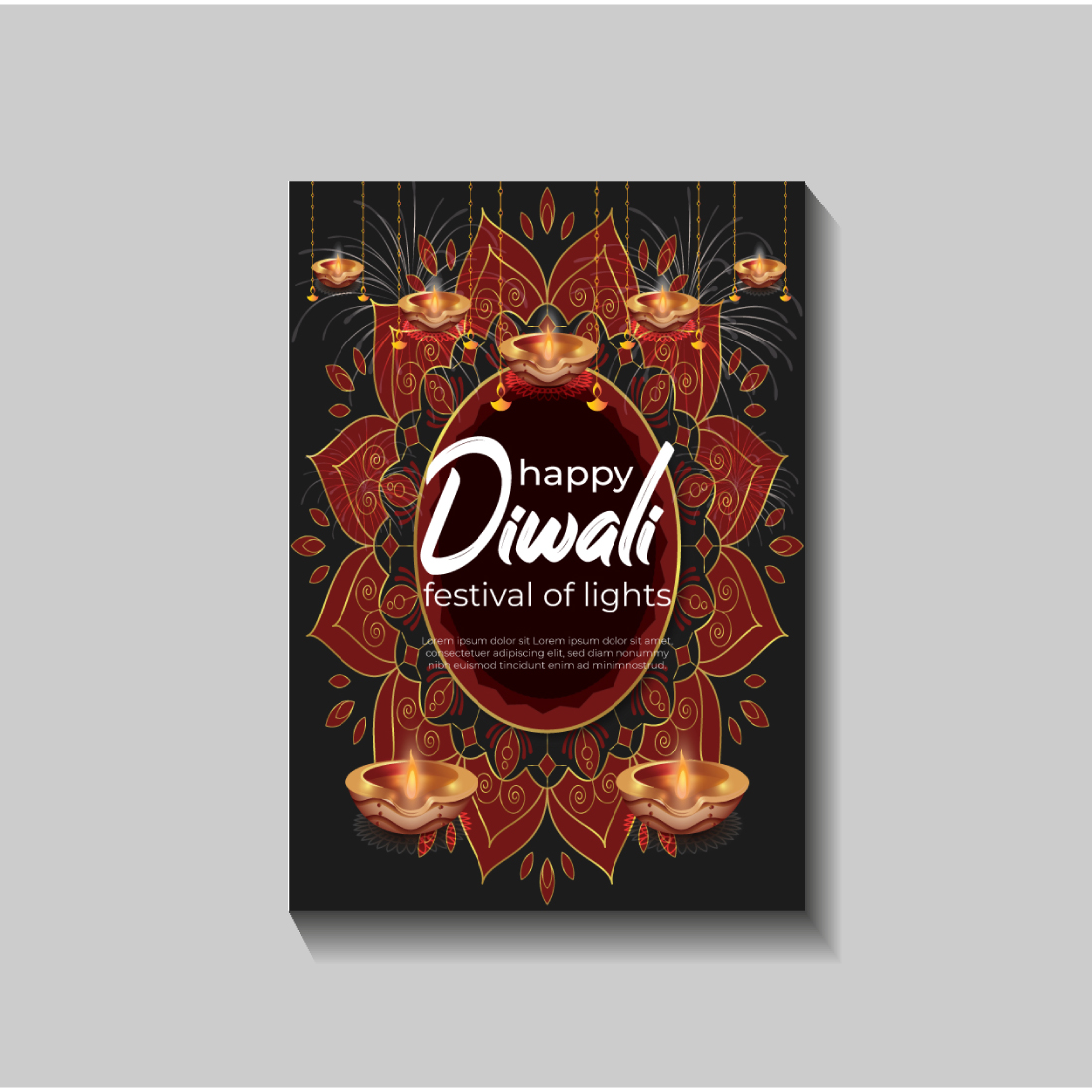 Happy Diwali festival of lights colorful banner template design preview image.