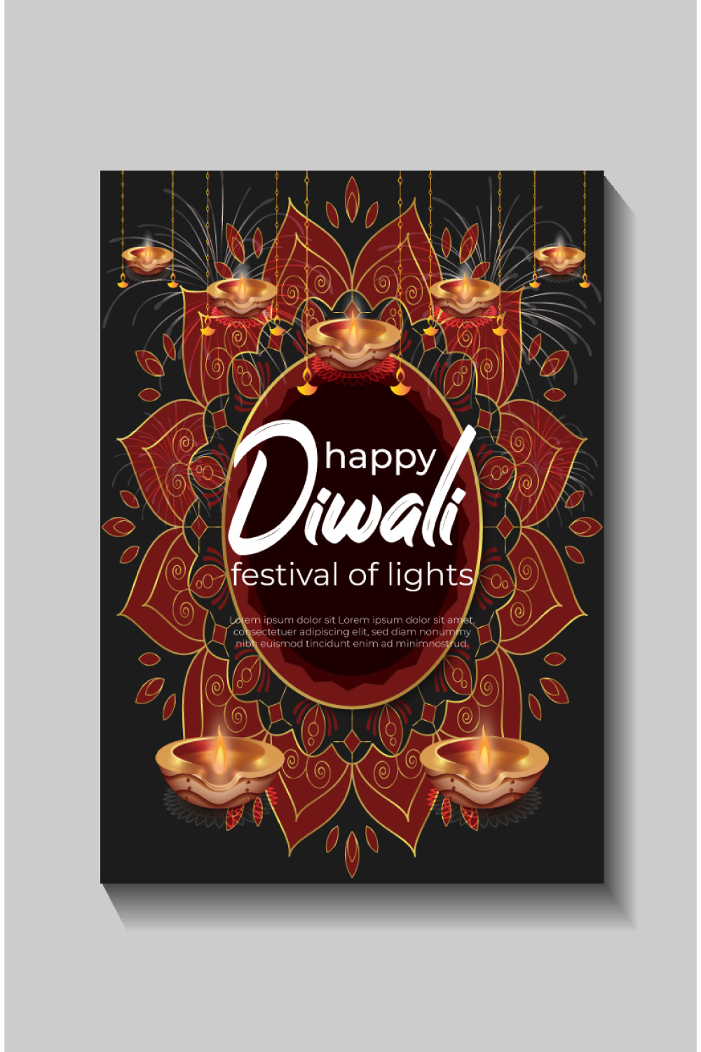 Happy Diwali festival of lights colorful banner template design pinterest preview image.