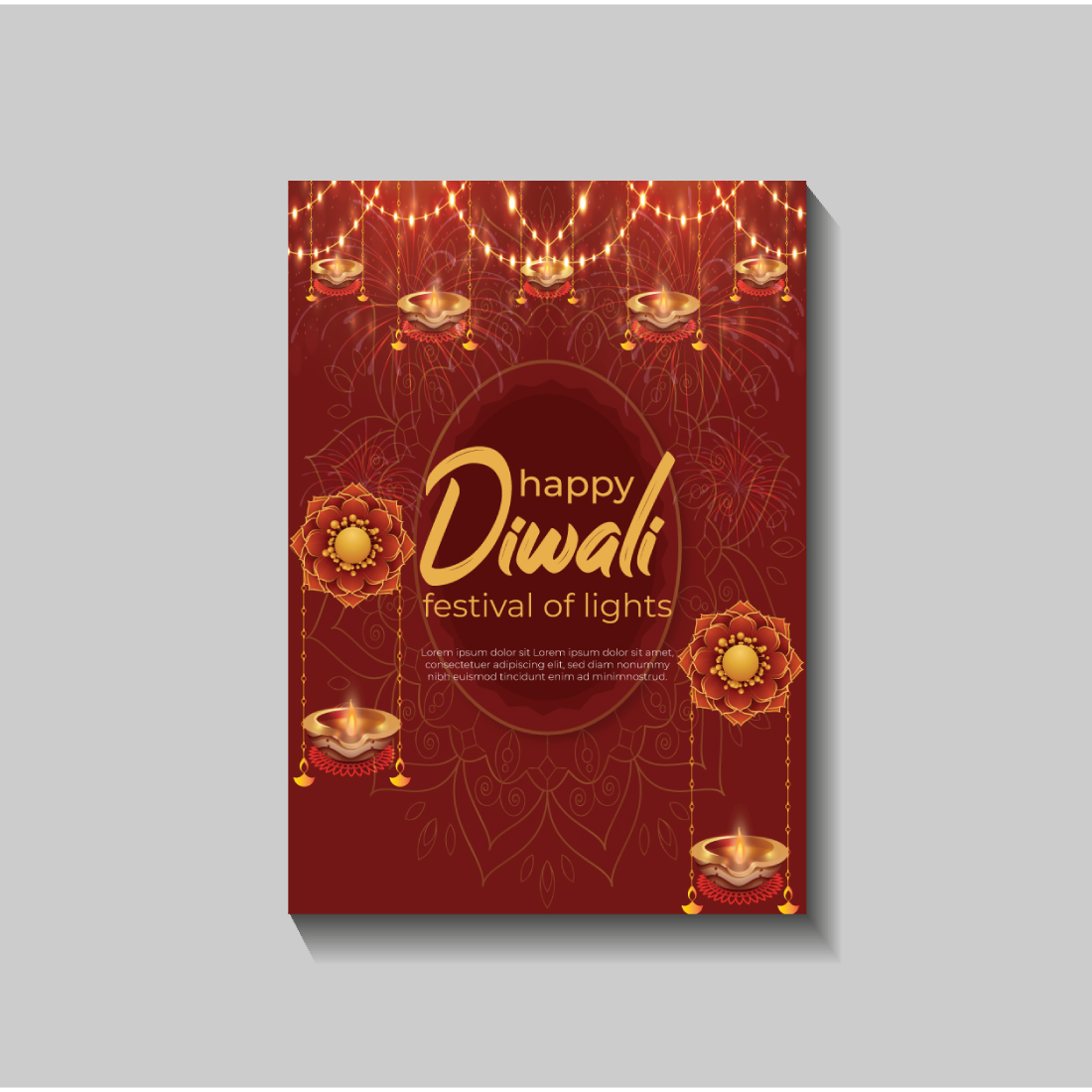 Happy Diwali festival of lights colorful banner template design preview image.