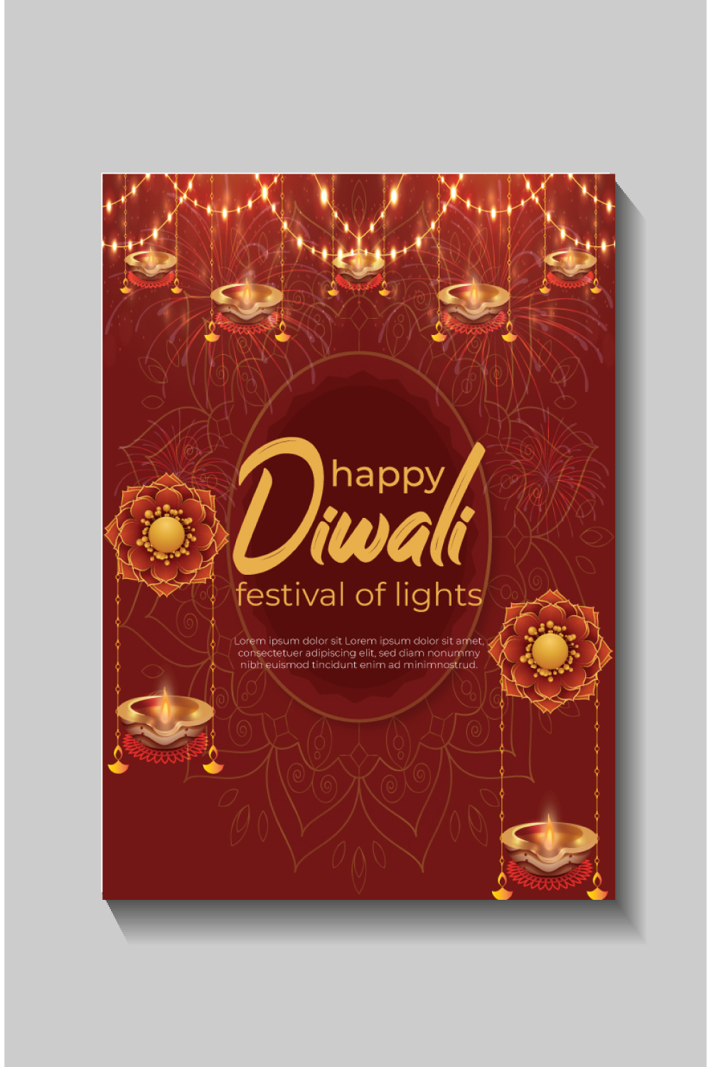 Happy Diwali festival of lights colorful banner template design pinterest preview image.