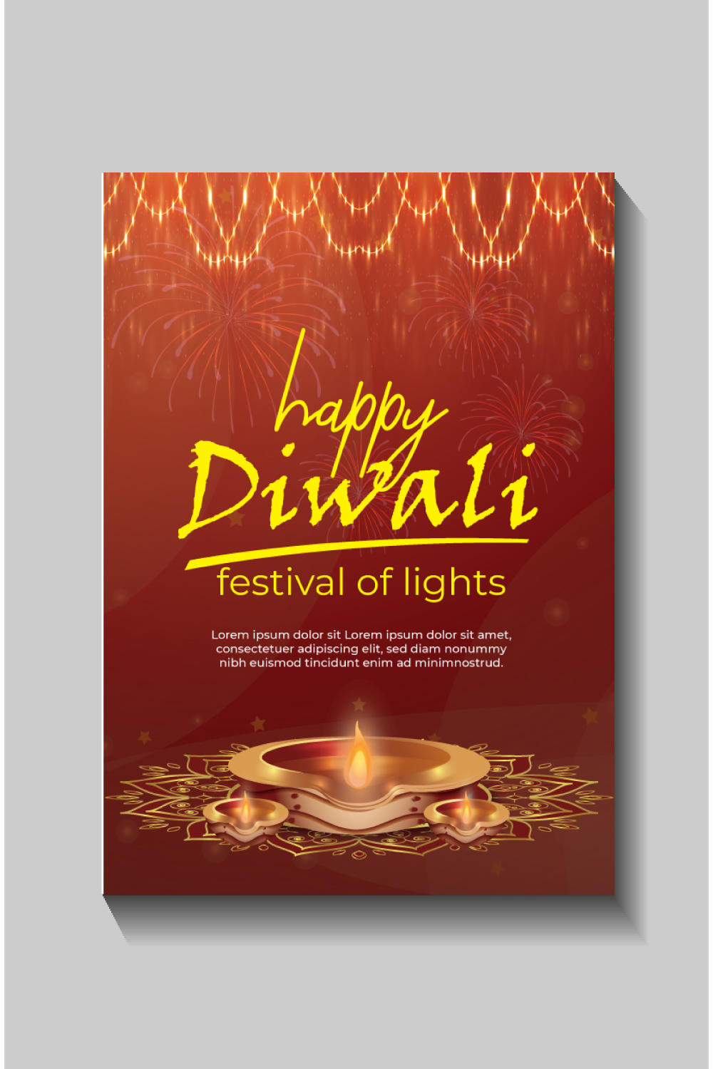 Happy Diwali festival of lights colorful banner template design pinterest preview image.