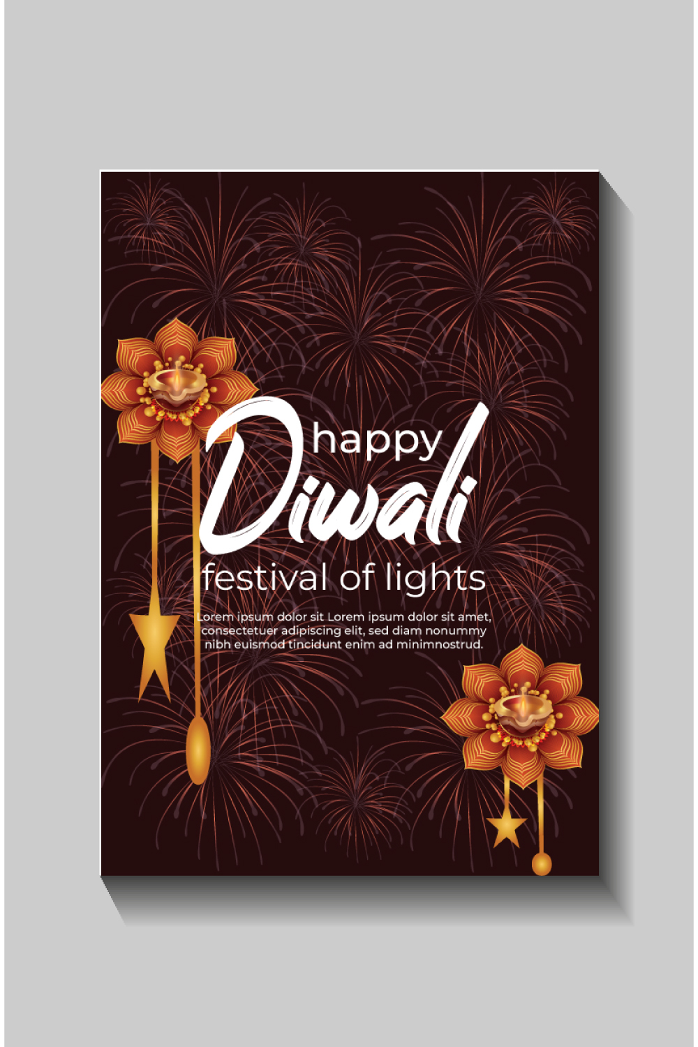 Happy Diwali festival of lights colorful banner template design pinterest preview image.