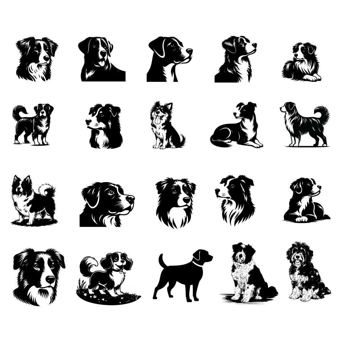 Dog vector silhouette preview image.