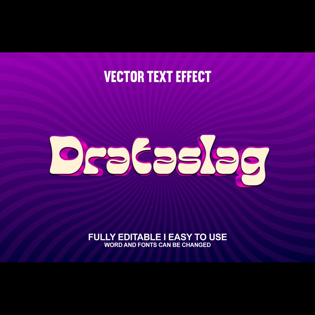 Fully Editable Vector 3D Text Effect preview image.