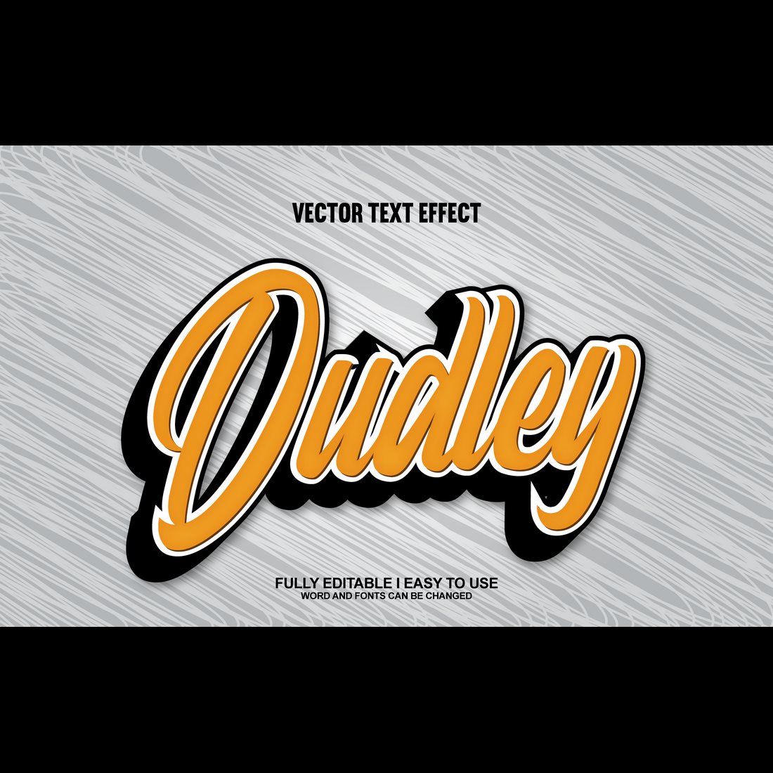 Fully Editable Vector 3D Text Effect preview image.