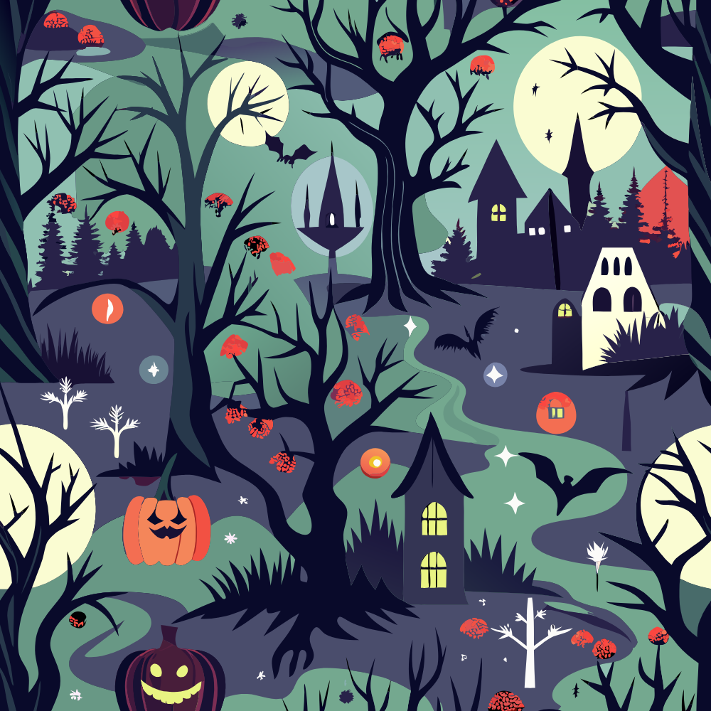 eerie haunted forest pattern 660