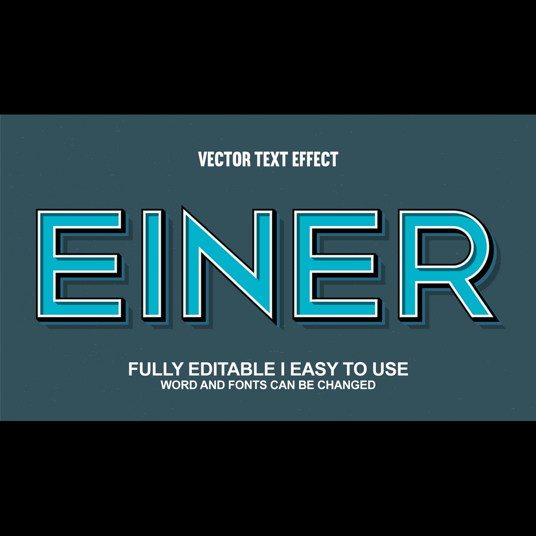 Fully Editable Vector 3D Text Effect preview image.