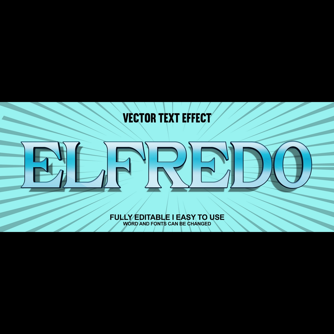 Fully Editable Vector 3D Text Effect preview image.