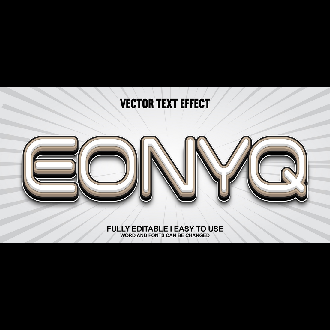 Fully Editable Vector 3D Text Effect preview image.