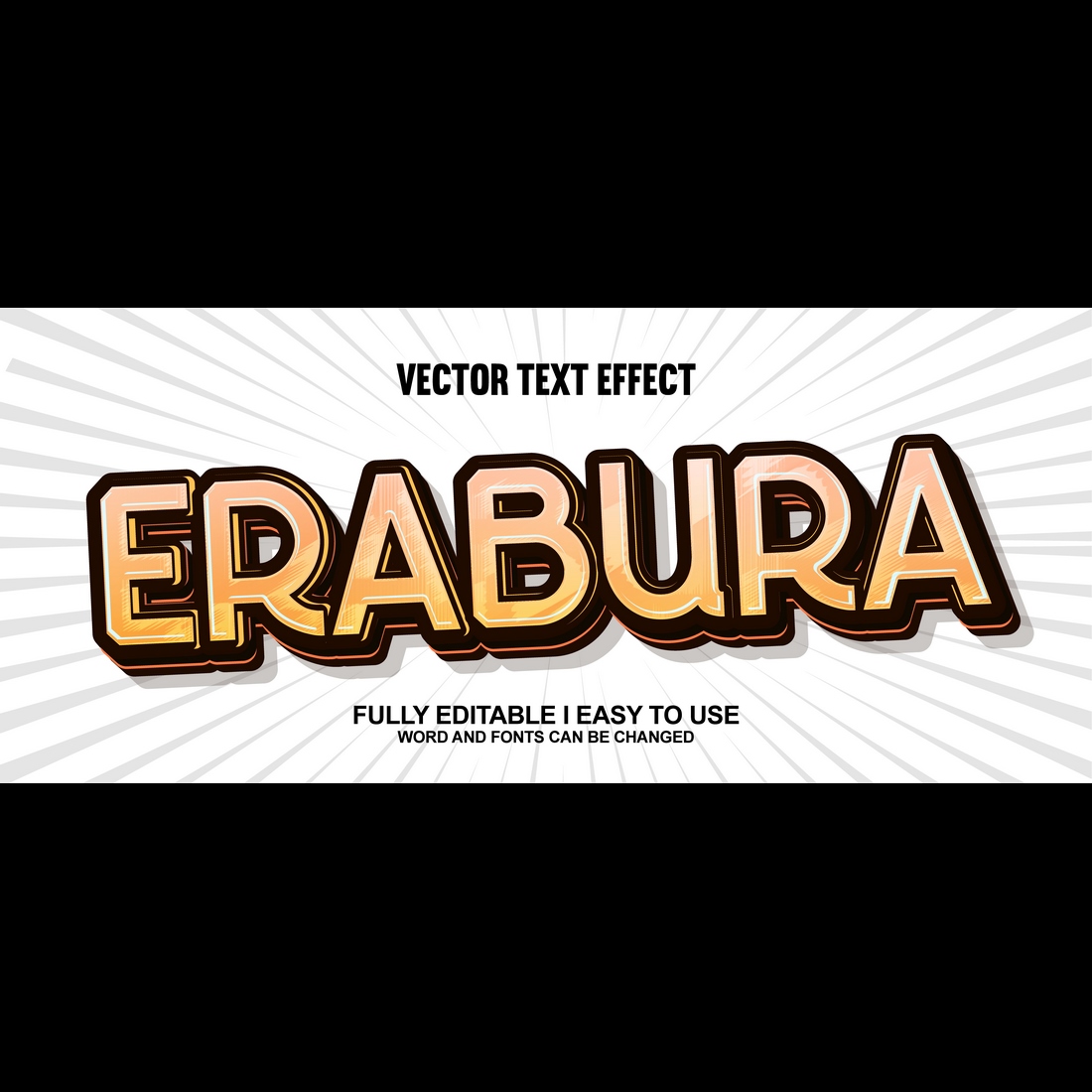 Fully Editable Vector 3D Text Effect preview image.