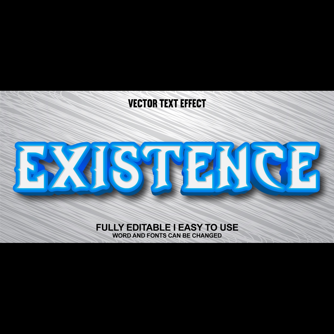 Fully Editable Vector 3D Text Effect preview image.