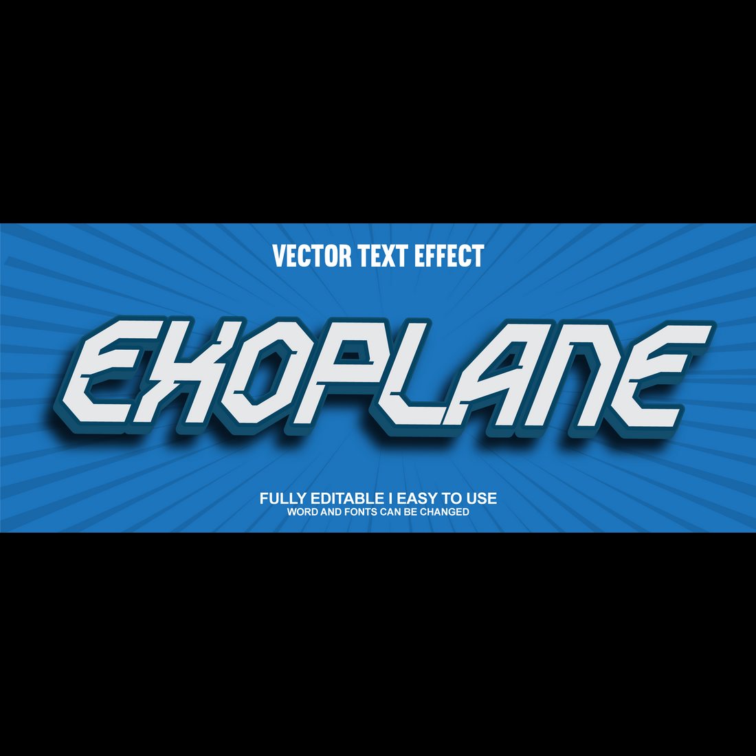 Fully Editable Vector 3D Text Effect preview image.