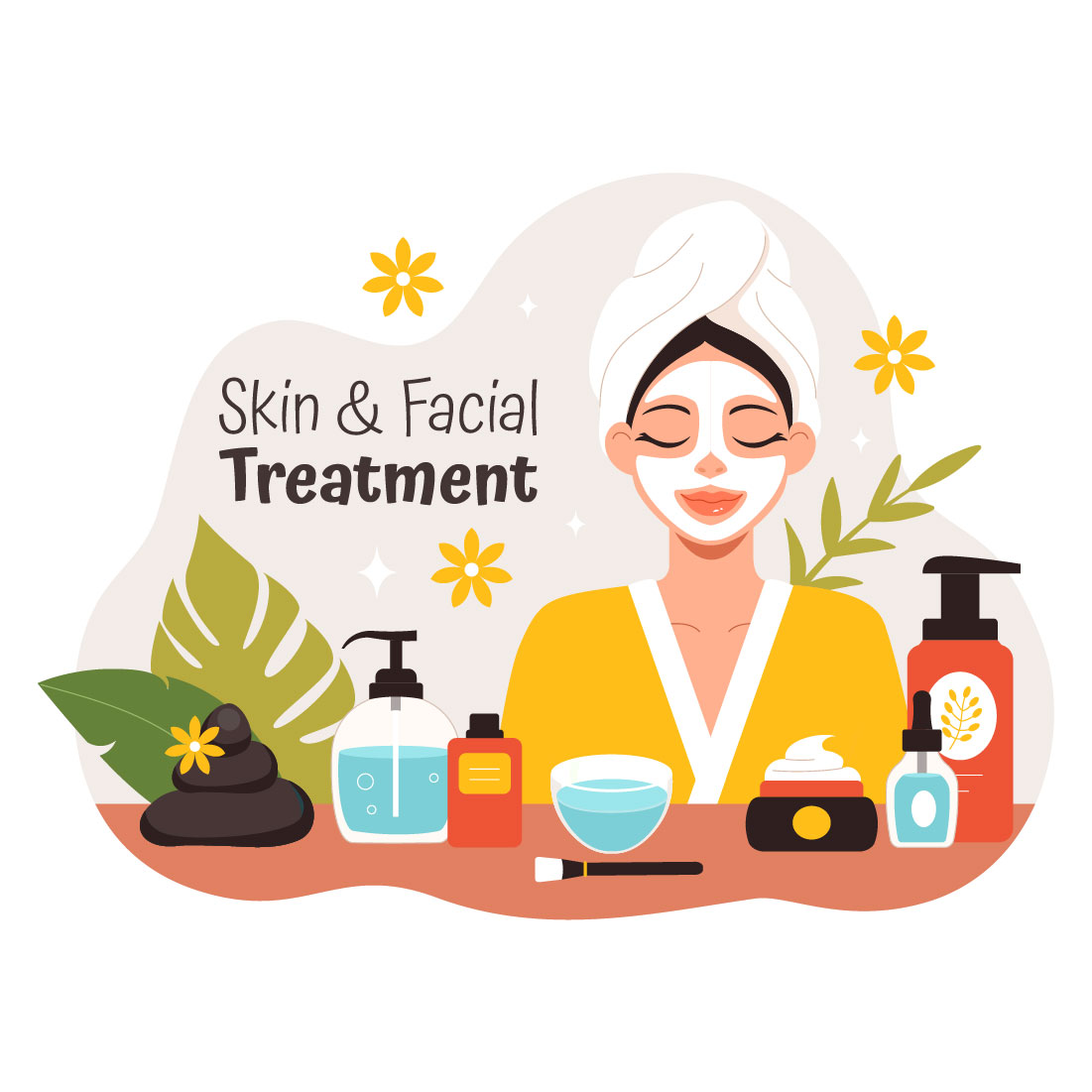 9 Facial and Skin Treatment Illustration cover image.